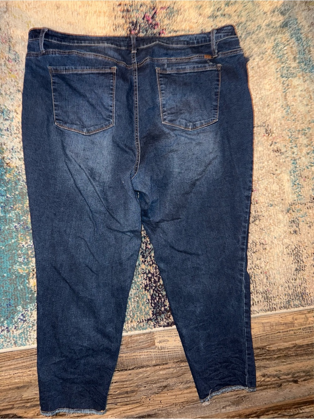 1822 Denim Dark Blue Cropped Stretch Jeans - Picture 2 of 4